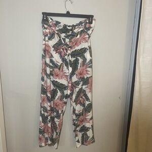 D-A-S-H 100% Rayon Tropical Print Loose Fitting Flowy Pants With Tie Belt Size M